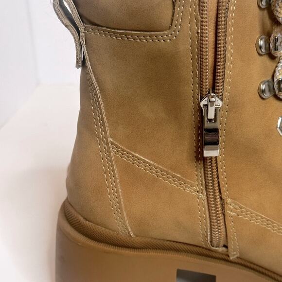 NWOT Madden Girl STEVE MADDEN Combat Work Boot Lace Up Side ZIP 8.5M - Picture 5 of 14